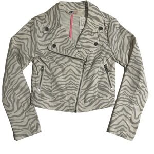 NWT H&M Zebra Moto Jacket Girls 8-9